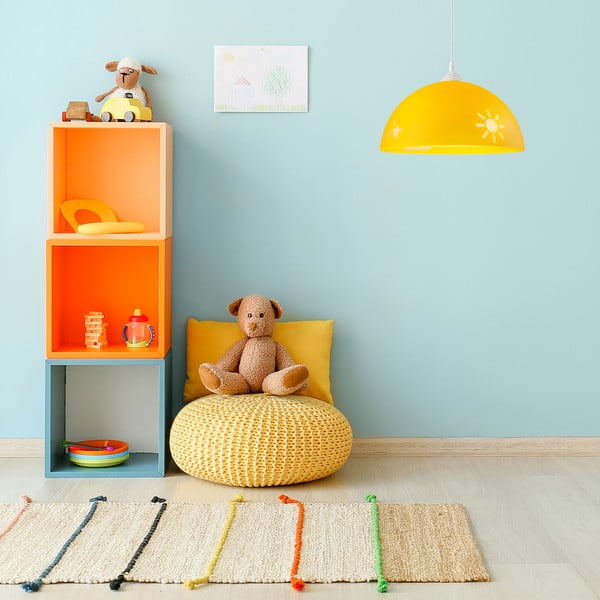 Детско осветително тяло в жълта охра със стъклен абажур ø 30 cm Day & Night - LAMKUR-image-1