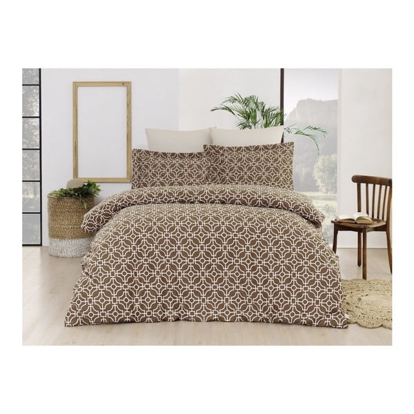 Чаршаф за двойно легло с памучен сатен Matways Dark Brown, 200 x 220 cm - Unknown