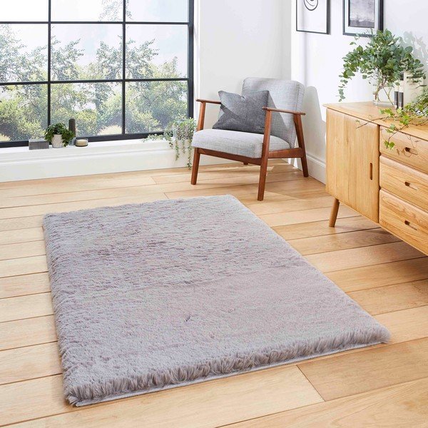 Сив килим 60x120 cm Super Teddy – Think Rugs-image-2