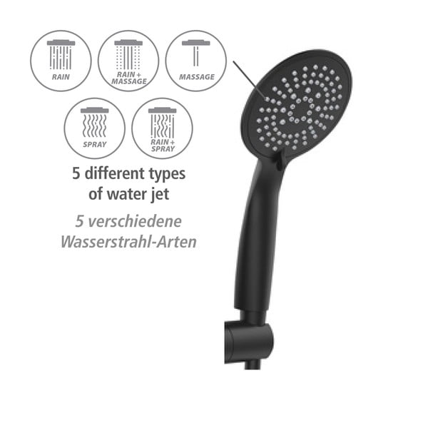 Комплект за душ от черна неръждаема стомана 120cm Young - Wenko-image-2