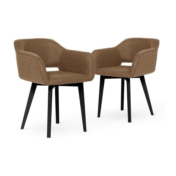 Sada 2 hnědých židlí s černými nohami My Pop Design Oldenburg