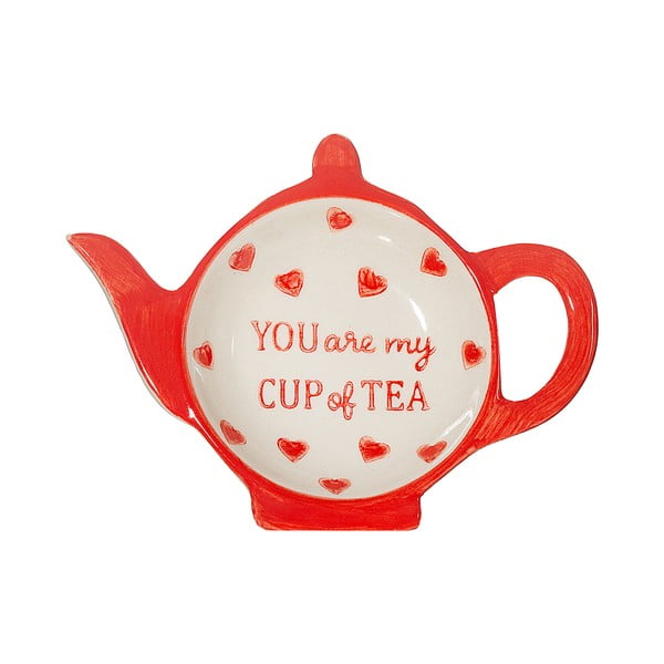 Червено-бяла керамична чинийка за чаена торбичка You are My Cup of Tea – Sass & Belle