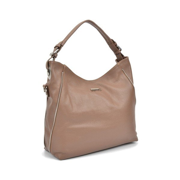Бежова кожена чанта Mangotti Cassie - Mangotti Bags-image-1