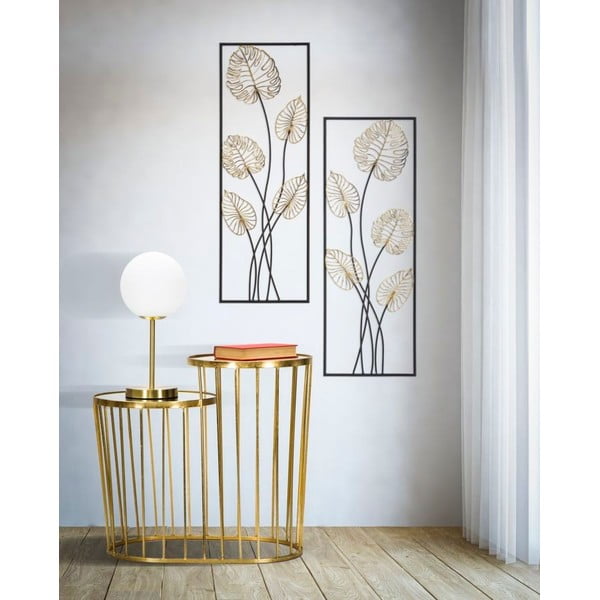 Метална декорация за окачване с десен на листа Mauro Ferretti -B-, 31 x 90 cm Luxy - Mauro Ferretti-image-1