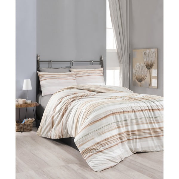 Кремаво памучно спално бельо за единично легло 140x200 cm - Mijolnir