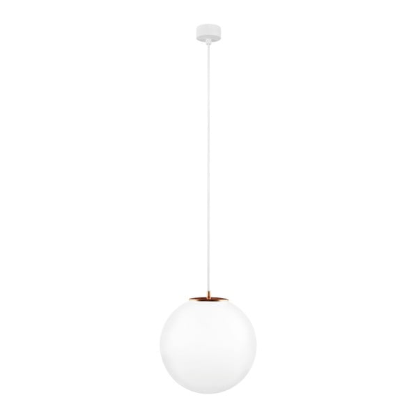 Бяла висяща лампа с бял кабел и детайли в меден цвят Tsuri, ⌀ 30 cm - Sotto Luce