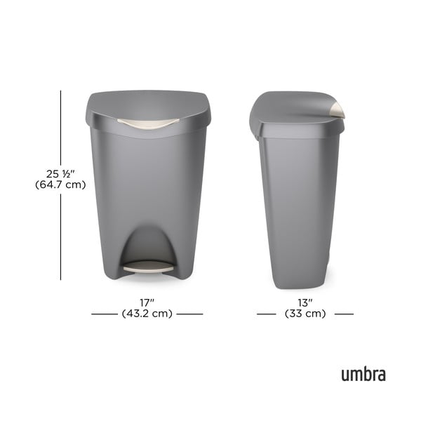 Сиво пластмасово кошче за боклук с педал 50 l Brim – Umbra-image-3