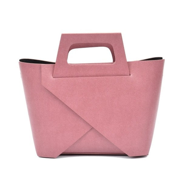 Růžová kožená kabelka Carla Ferreri Square