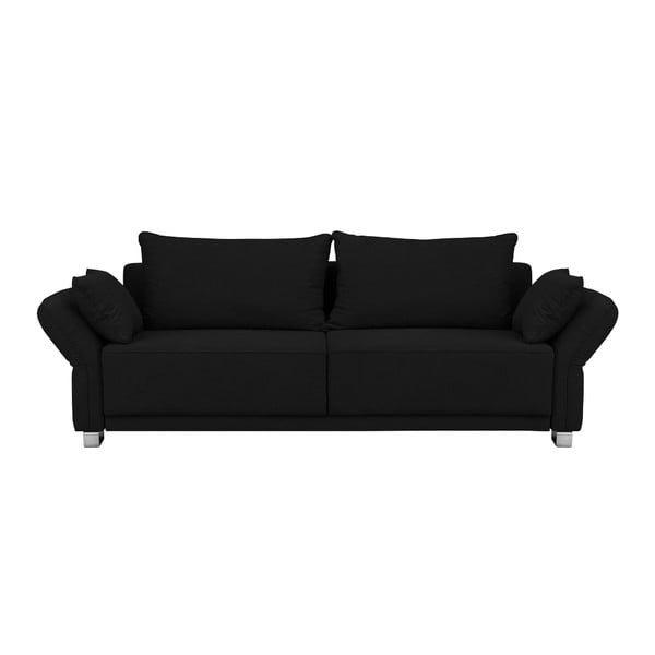 Černá rozkládací pohovka s úložným prostorem Windsor & Co Sofas Casiopeia, 245 cm
