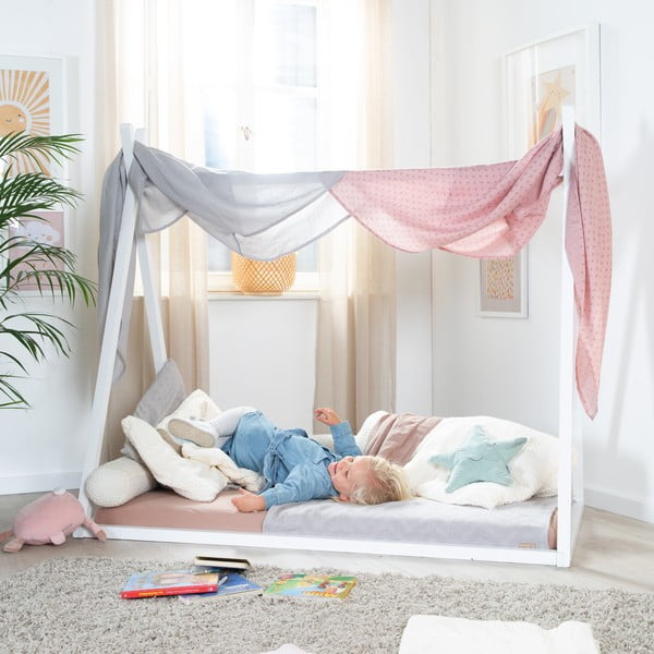 Бяло детско легло тип къща 70x140 cm Montessori – Roba-image-3