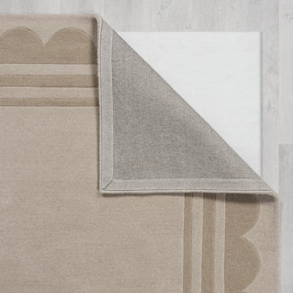 Ръчно изработена вълнена пътека естествена 80x230 cm Lois Scallop – Flair Rugs-image-3