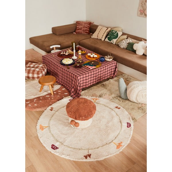 Детски пуф в тухлен цвят/кремав Boletus – Lorena Canals-image-1