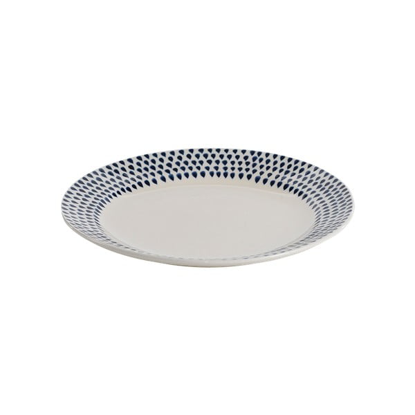 Синя и бяла керамична чиния Капка, ø 22,5 cm Indigo - Nkuku