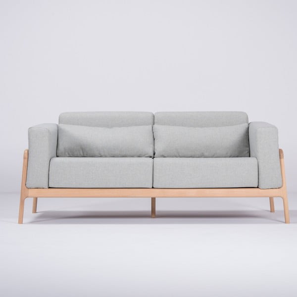 Синьо-сив диван с дъбова дървена конструкция , 180 см Fawn - Gazzda