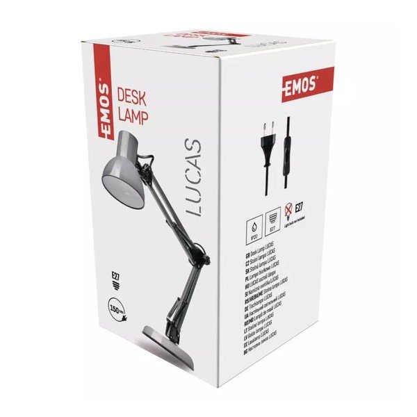 Сива настолна лампа (височина 48 cm) Lucas - EMOS-image-1