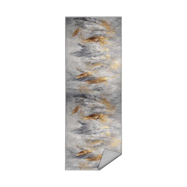 Сиво-златиста пътека подходяща за пране 80x200 cm Golden Feathers – Mila Home