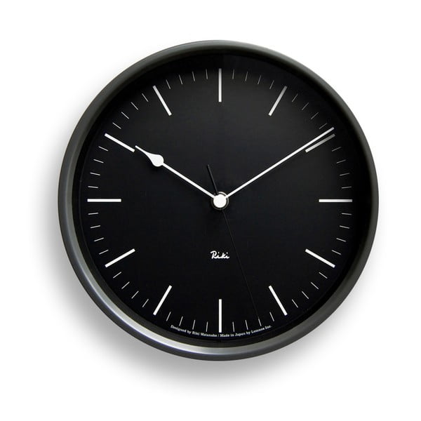 Černé nástěnné hodiny Lemnos Clock Riki-Riki, ⌀ 20,4 cm