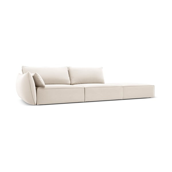 Бежов кадифен диван ляв ъгъл 264 cm Vanda – Mazzini Sofas-image-1