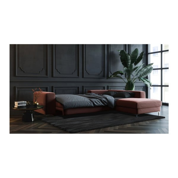 Тъмнорозов кадифен диван Devichy ъглов диван, десен ъгъл Rothe - devichy-image-4