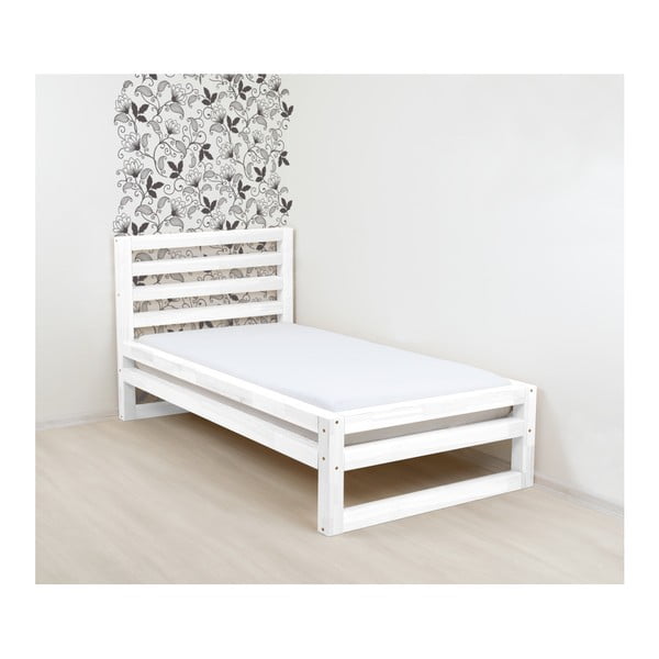Бяло дървено единично легло DeLuxe, 200 x 90 cm - Benlemi