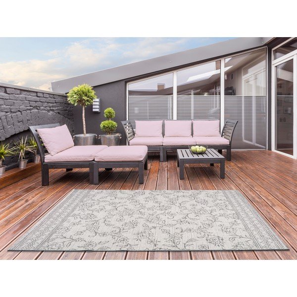 Сив външен килим Флорален, 155 x 230 cm Weave - Universal-image-1