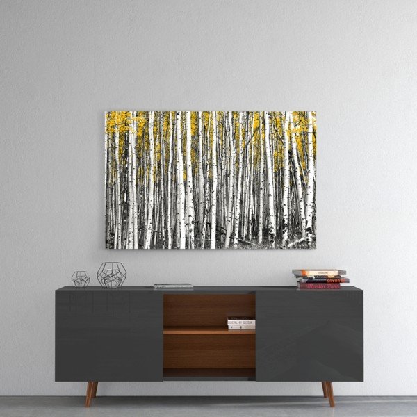 Картина върху стъкло , 110 x 70 cm Yellow Forest - Insigne-image-1