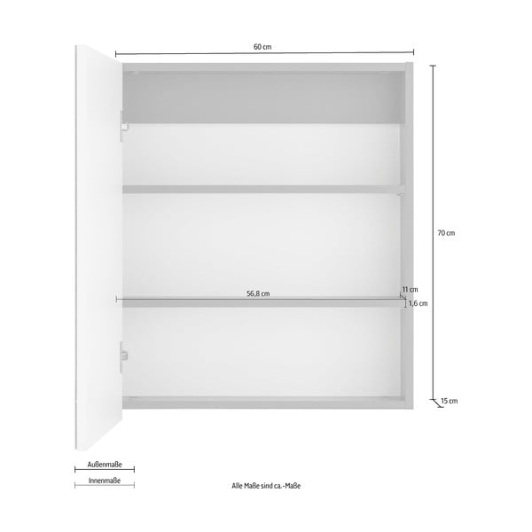 Стенен шкаф за баня с огледало , 60 x 70 cm Wisla - Støraa-image-1