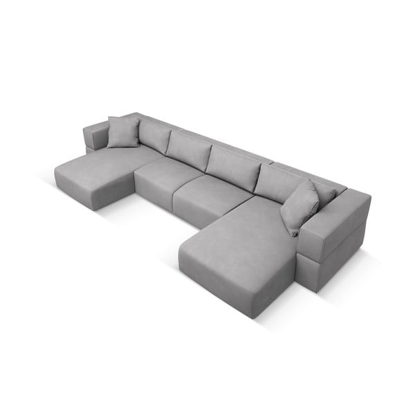 Светлосив ъглов U-образен диван Esther – Milo Casa-image-2