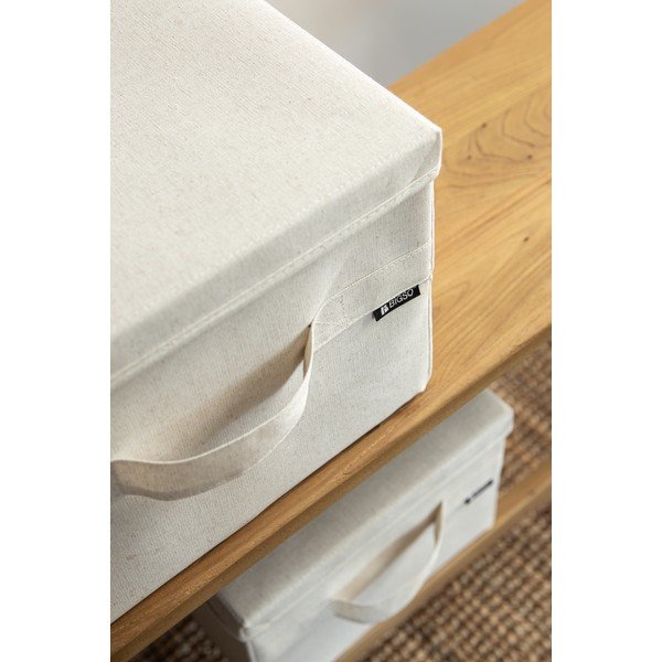 Бежова текстилна кутия за съхранение с капак 31x41x22 cm Soft Storage Medium – Bigso-image-2