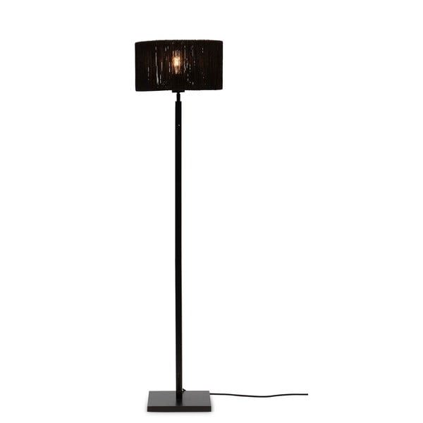 Черна подова лампа с абажур от юта (височина 126 cm) Iguazu - Good&Mojo