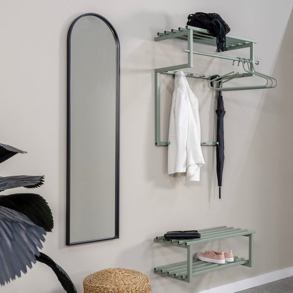 Сиво-зелена метална стенна закачалка с рафт 76 cm Rizzoli – Spinder Design-image-1