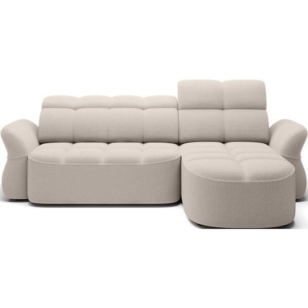 Бежов разтегателен ъглов диван с място за съхранение от букле (десен ъгъл) Beneth – ELTAP
