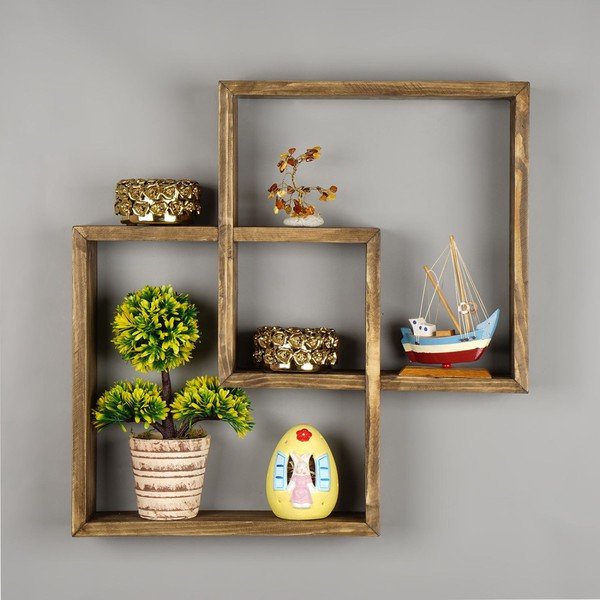 Дървен рафт Squarre - Evila Originals-image-1