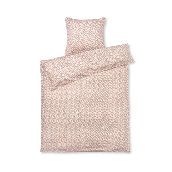 Бяло и розово памучно спално бельо от сатен за единично легло 140x200 cm Pleasantly - JUNA