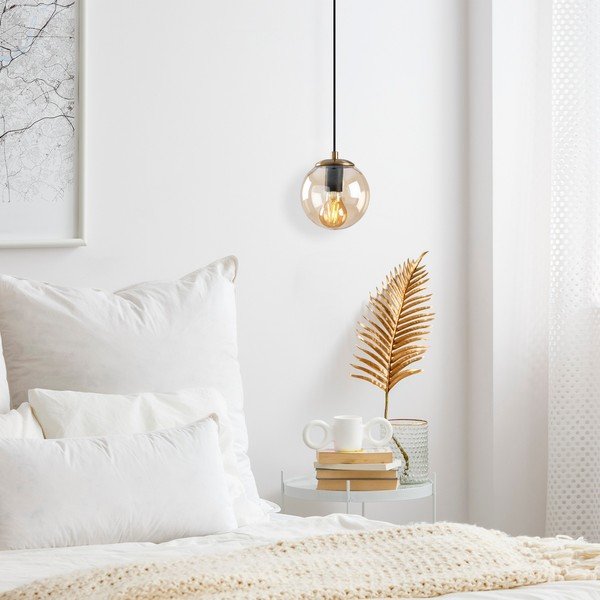 Висящо осветително тяло в златисто със стъклен абажур ø 15 cm Efe – Opviq lights-image-1