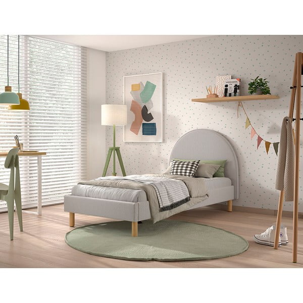 Сиво тапицирано единично легло с решетка 90x200 cm MOON - Vipack-image-1