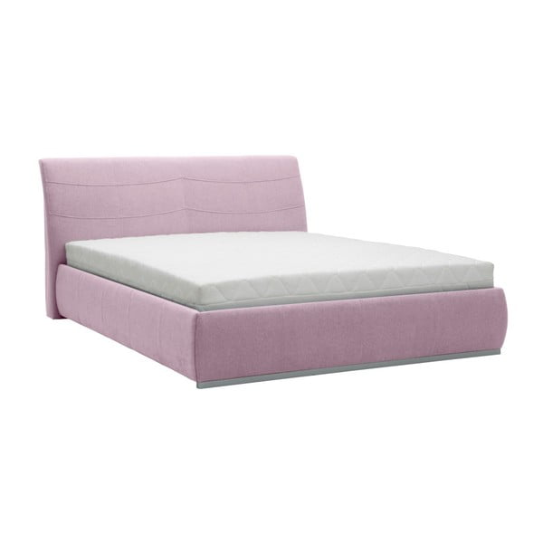Světle růžová dvoulůžková postel Mazzini Beds Luna, 160 x 200 cm