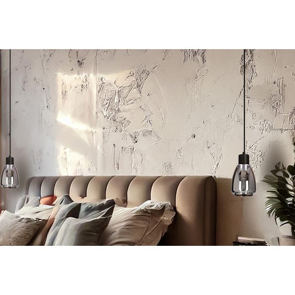 Черно висящо осветително тяло със стъклен абажур ø 12 cm Moldo – Candellux Lighting-image-2