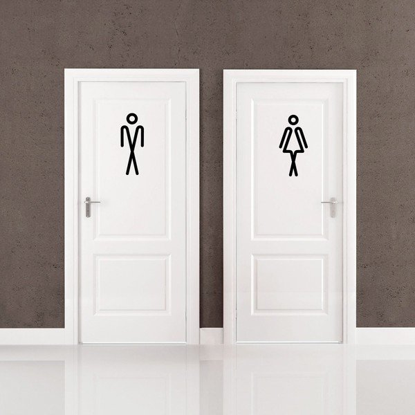 Samolepka Ambiance Bathroom Men Women, 20 x 15 cm