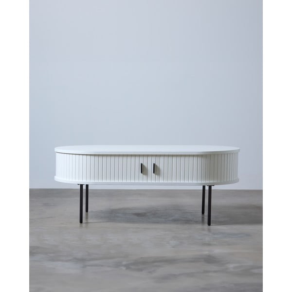 Бяла масичка за кафе от декор от дъб  60x120 cm Nola – Unique Furniture-image-1