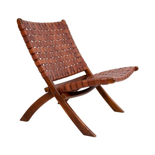 Сгъваем стол от тиково дърво и кожа Montana - House Nordic-image-2