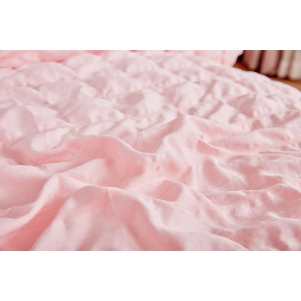 Розово крепово спално бельо за единично легло 140x200 cm Naomi – My House-image-3