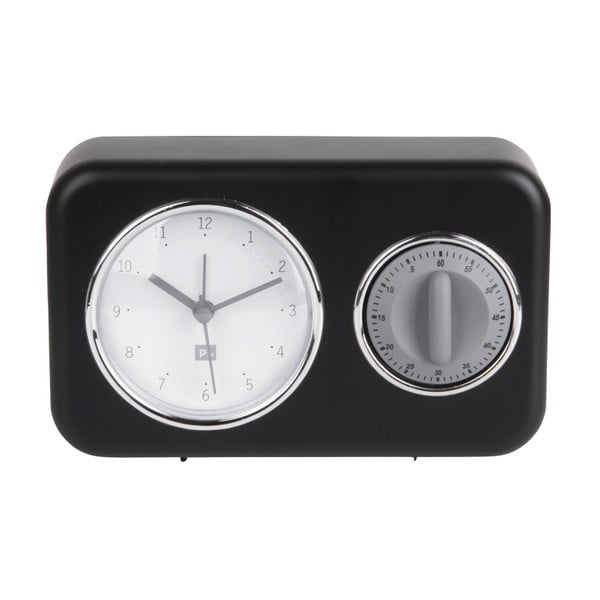 Черен часовник за маса с кухненски минутен часовник Nostalgia - PT LIVING-image-1