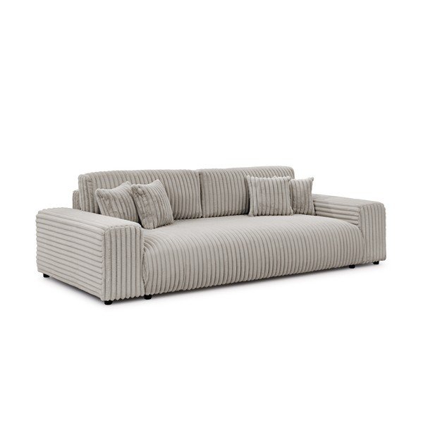 Светлосив сгъваем/с място за съхранение диван от рипсено кадифе 260 cm Justin  – Ropez