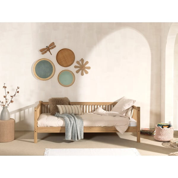 Детско разтегателно легло от масивен дъб с място за съхранение в естествен цвят 90x200 cm Forrest – Vipack-image-4