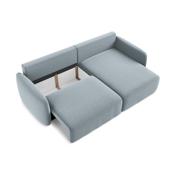 Син кадифен сгъваем/с място за съхранение ъглов диван (десен ъгъл) Kalena – Makamii-image-4