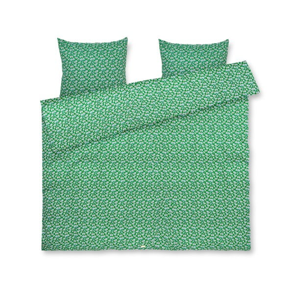 Удължен зелен чаршаф от памучен сатен за двойно легло 200x220 cm Pleasantly - JUNA