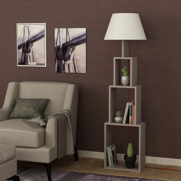 Свободностояща лампа със светлосив абажур Tower - Homitis-image-3