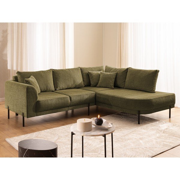 Зелен шенилов ъглов диван (десен ъгъл/L форма) Mauris  – Ropez-image-4