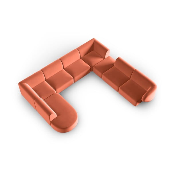 Розов кадифен ъглов диван (десен ъгъл/U форма) Paolo – Milo Casa-image-1